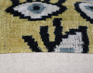 Canvello Handmade Luxury Handmade Velvet Silk Evil Eye Throw Pillow With Down Insert
