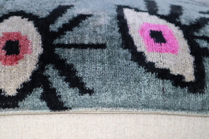 Canvello Handmade Luxury Handmade Velvet Silk Evil Eye Throw Pillow With Down Insert