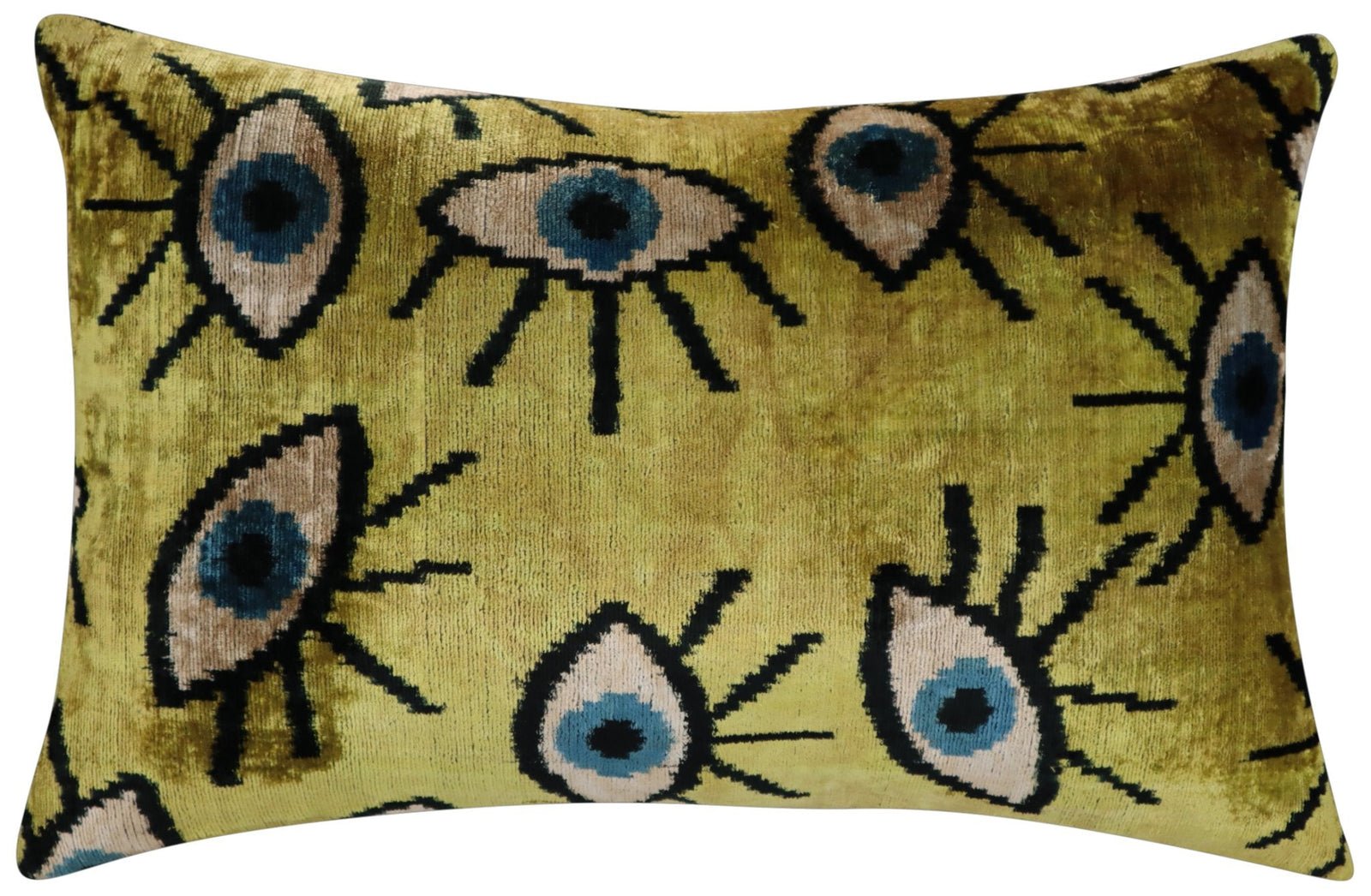 Canvello Handmade Luxury Handmade Velvet Silk Evil Eye Throw Pillow With Down Insert