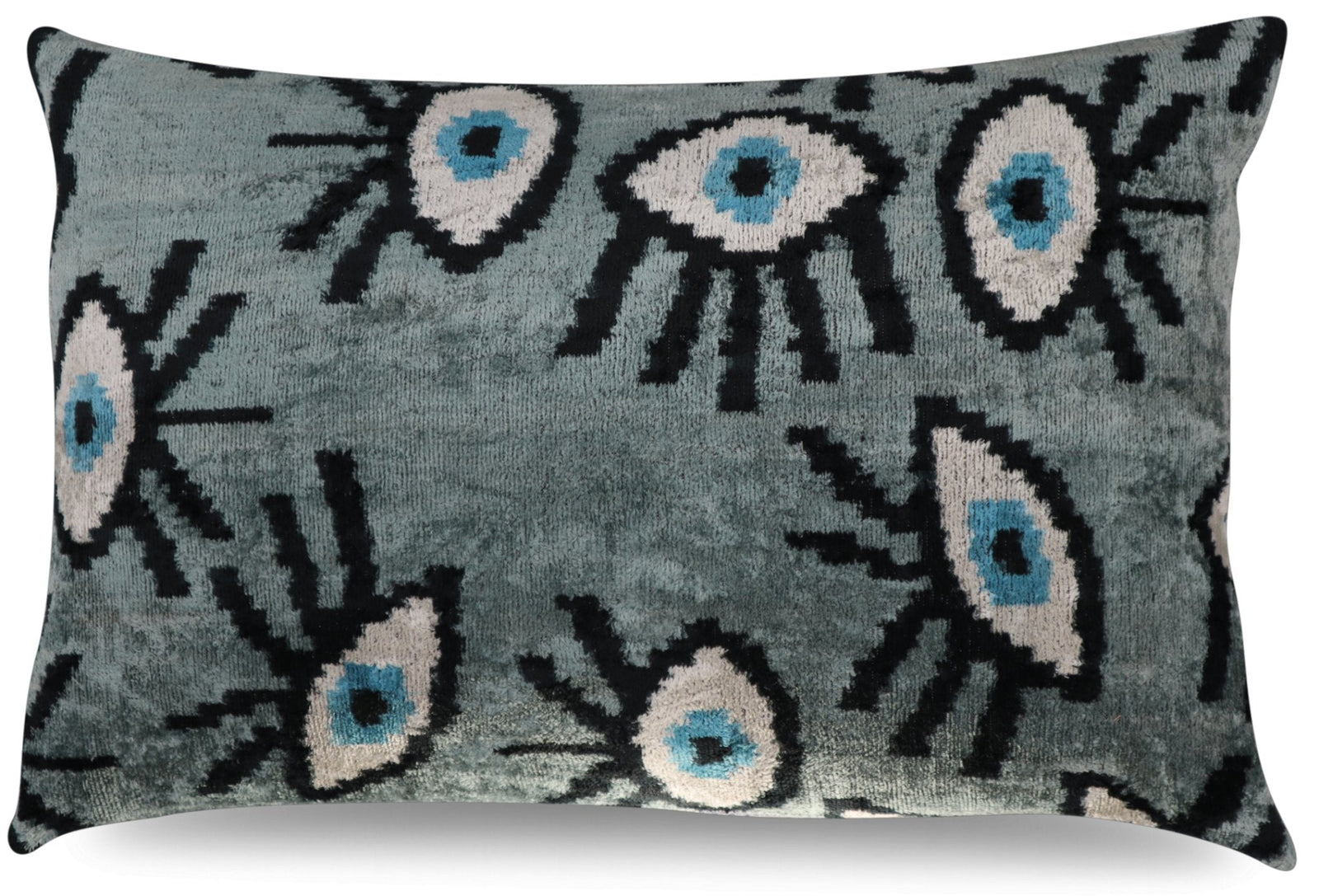 Canvello Handmade Luxury Handmade Velvet Silk Evil Eye Throw Pillow With Down Insert