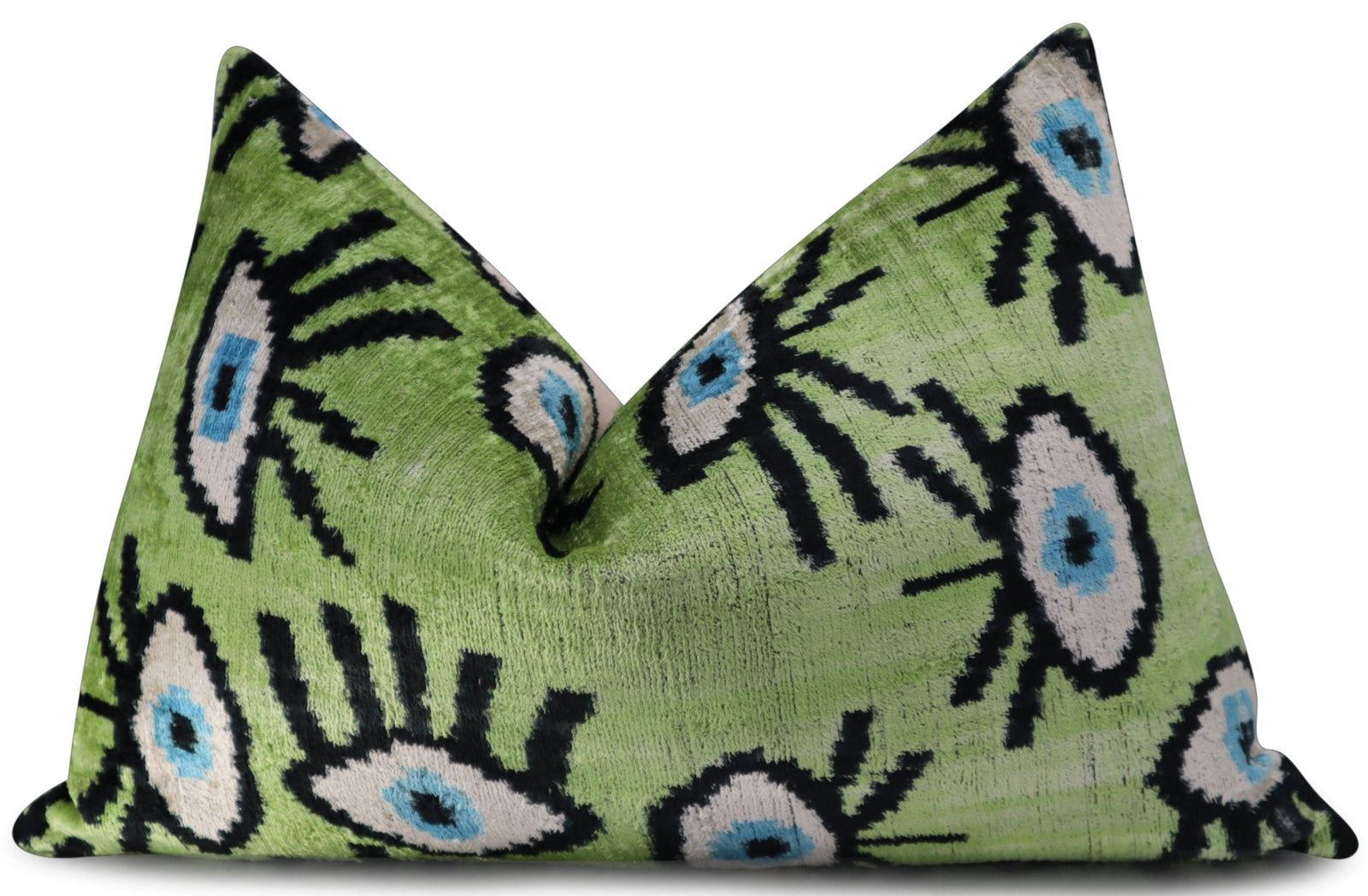Canvello Handmade Luxury Handmade Velvet Silk Evil Eye Throw Pillow With Down Insert