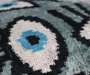 Canvello Handmade Luxury Handmade Velvet Silk Evil Eye Throw Pillow With Down Insert