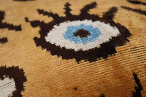 Canvello Handmade Luxury Handmade Velvet Silk Evil Eye Throw Pillow With Down Insert