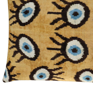 Canvello Handmade Luxury Handmade Velvet Silk Evil Eye Throw Pillow With Down Insert