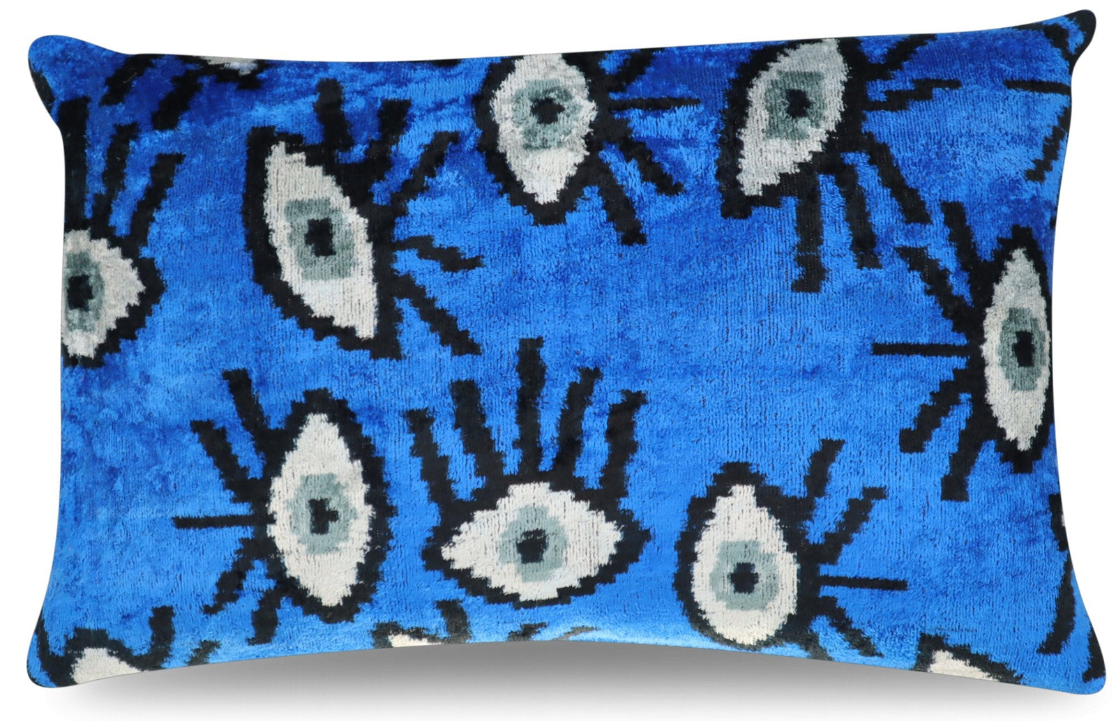 Canvello Handmade Luxury Handmade Velvet Silk Evil Eye Throw Pillow With Down Insert