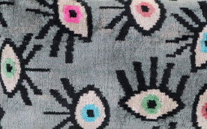 Canvello Handmade Luxury Handmade Velvet Silk Evil Eye Throw Pillow With Down Insert