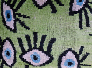 Canvello Handmade Luxury Handmade Velvet Silk Evil Eye Throw Pillow With Down Insert