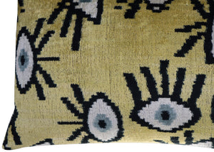 Canvello Handmade Luxury Handmade Velvet Silk Evil Eye Throw Pillow With Down Insert