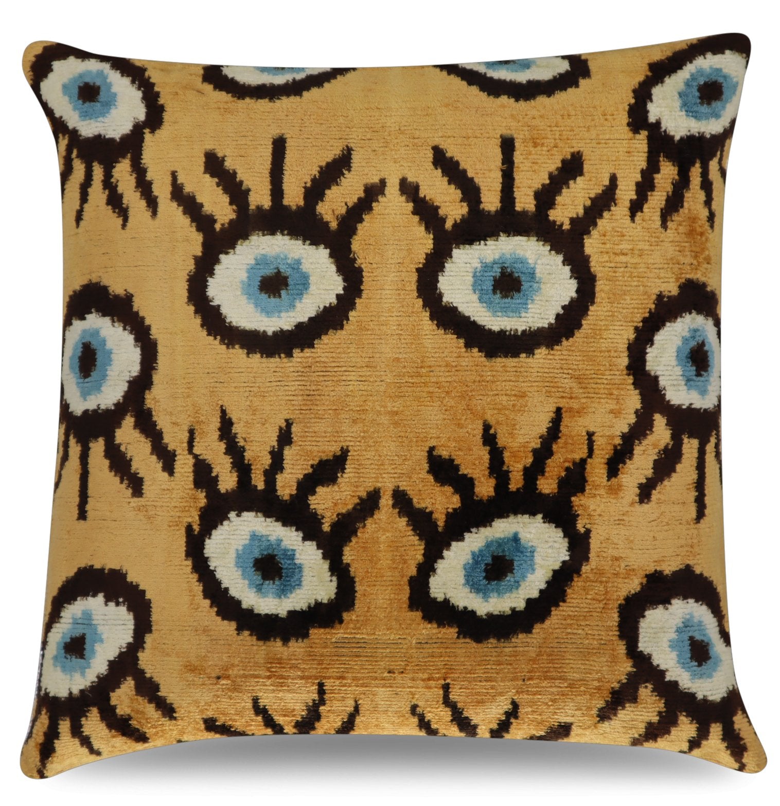 Canvello Handmade Luxury Handmade Velvet Silk Evil Eye Throw Pillow With Down Insert