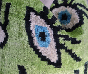 Canvello Handmade Luxury Handmade Velvet Silk Evil Eye Throw Pillow With Down Insert