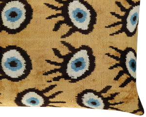 Canvello Handmade Luxury Handmade Velvet Silk Evil Eye Throw Pillow With Down Insert