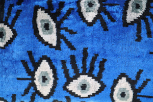Canvello Handmade Luxury Handmade Velvet Silk Evil Eye Throw Pillow With Down Insert