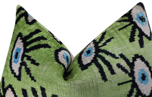 Canvello Handmade Luxury Handmade Velvet Silk Evil Eye Throw Pillow With Down Insert