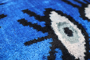Canvello Handmade Luxury Handmade Velvet Silk Evil Eye Throw Pillow With Down Insert
