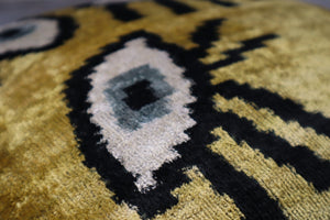 Canvello Handmade Luxury Handmade Velvet Silk Evil Eye Throw Pillow With Down Insert