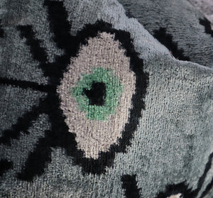Canvello Handmade Luxury Handmade Velvet Silk Evil Eye Throw Pillow With Down Insert