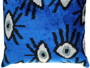 Canvello Handmade Luxury Handmade Velvet Silk Evil Eye Throw Pillow With Down Insert