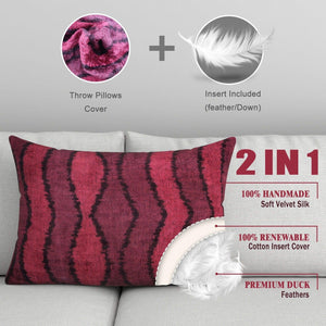 Canvello Handmade Luxury Pink Throw Pillow with Down Insert - 16x24 in
