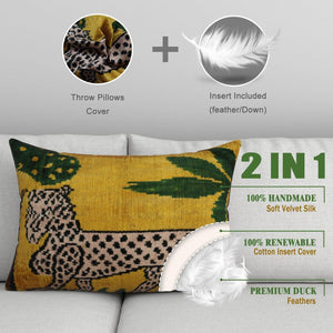 Canvello Handmade Luxury Yellow Tiger Throw Pillows - 16x24 in