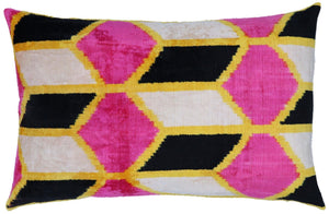 Canvello Handmade Pink Black Velvet Throw Pillow with Down Insert - 16x24