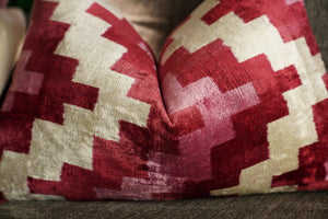 Canvello Handmade Pink Red Throw Pillows For Couch - 16x24 in