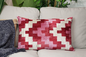 Canvello Handmade Pink Red Throw Pillows For Couch - 16x24 in