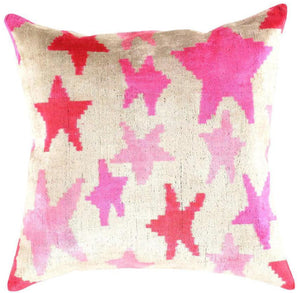 Canvello Handmade Pink start Throw Pillow with Down Insert - 18 x 18 in
