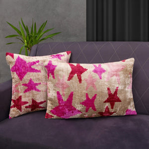 Canvello Handmade Pink Throw Pillow For Sofa | Set of 2 |18x18 |16x24 in