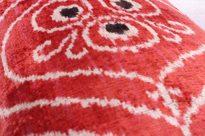 Canvello Handmade Red Brown Floral Throw Pillow with Down Insert -16"X24"