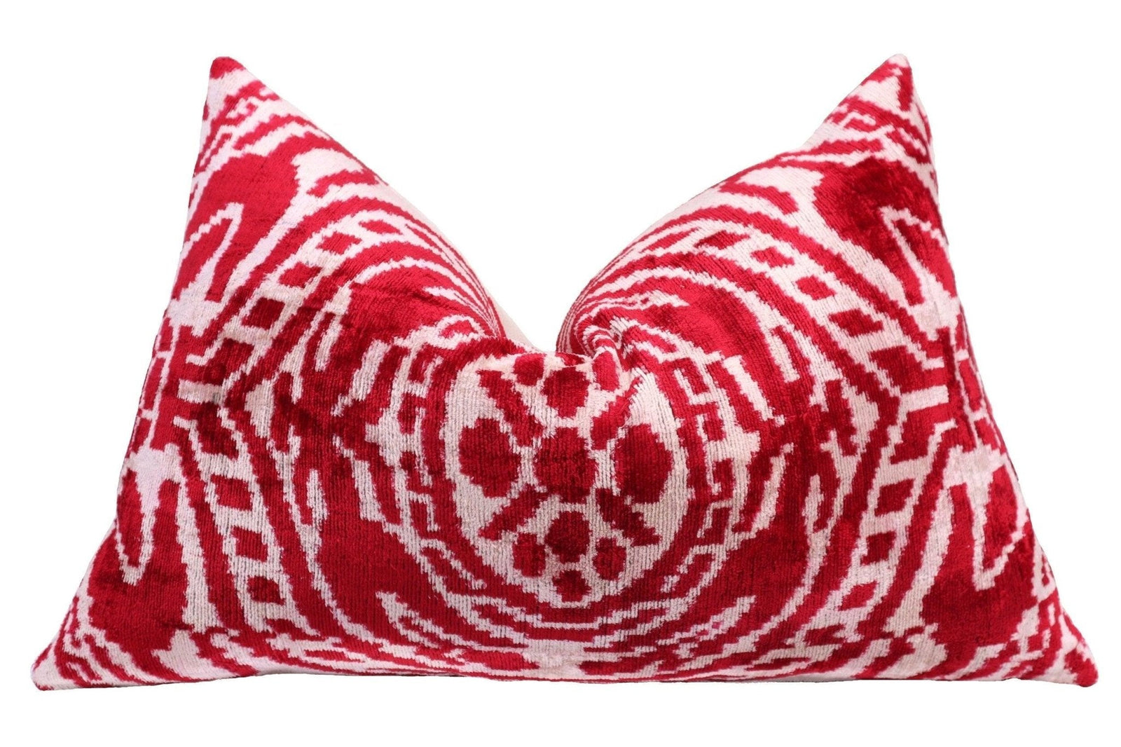 Canvello Handmade Red Super Soft Pillow With Down Insert- 16"x24"