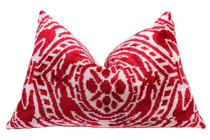 Canvello Handmade Red Super Soft Pillow With Down Insert- 16"x24"