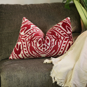 Canvello Handmade Red Super Soft Pillow With Down Insert- 16"x24"