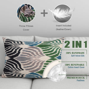 Canvello Handmade Silk Decorative Throw Pillow with Down Filled Insert