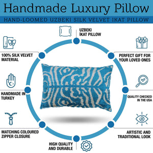 Canvello Handmade Tiger Print Blue Throw Pillows - 16X24 in