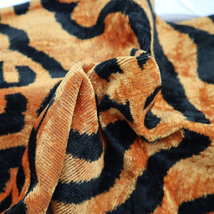 Canvello Handmade Tiger Print Velvet Throw Pillow with Down Insert - 16X24 in
