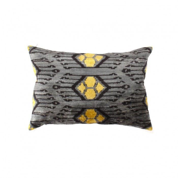 Canvello Handmade Turkish Silk Velvet Ikat pillow - 16"x24"