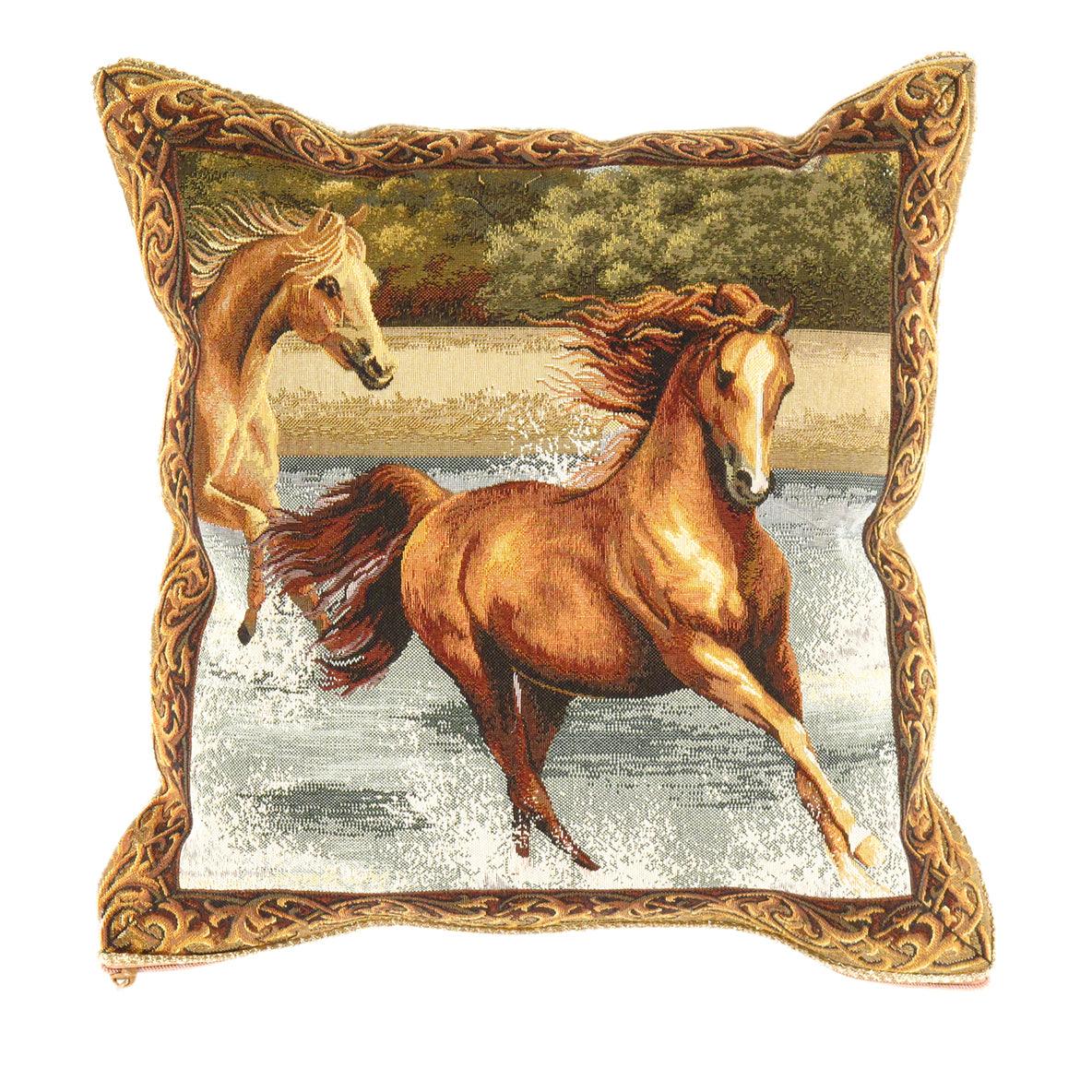 Canvello Horse French Tapestry Cushion - 20" X 20"