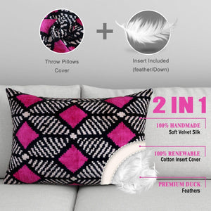 Canvello Hot Pink Throw Pillows For Couch Down Filled - 16x24 in