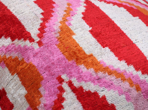 Canvello Invisible Zipper Silk Velvet Pink Red Throw Pillows - 20x20 in