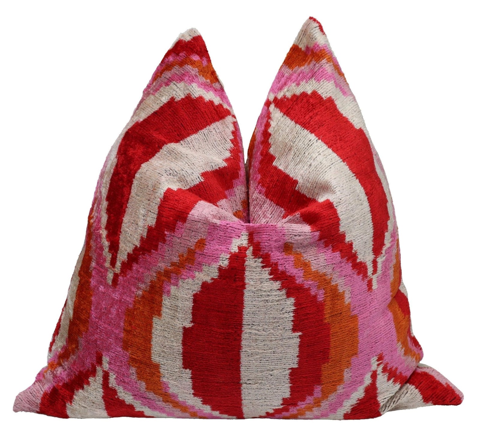 Canvello Invisible Zipper Silk Velvet Pink Red Throw Pillows - 20x20 in