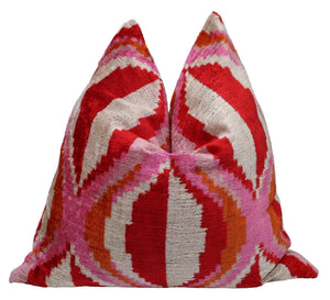 Canvello Invisible Zipper Silk Velvet Pink Red Throw Pillows - 20x20 in