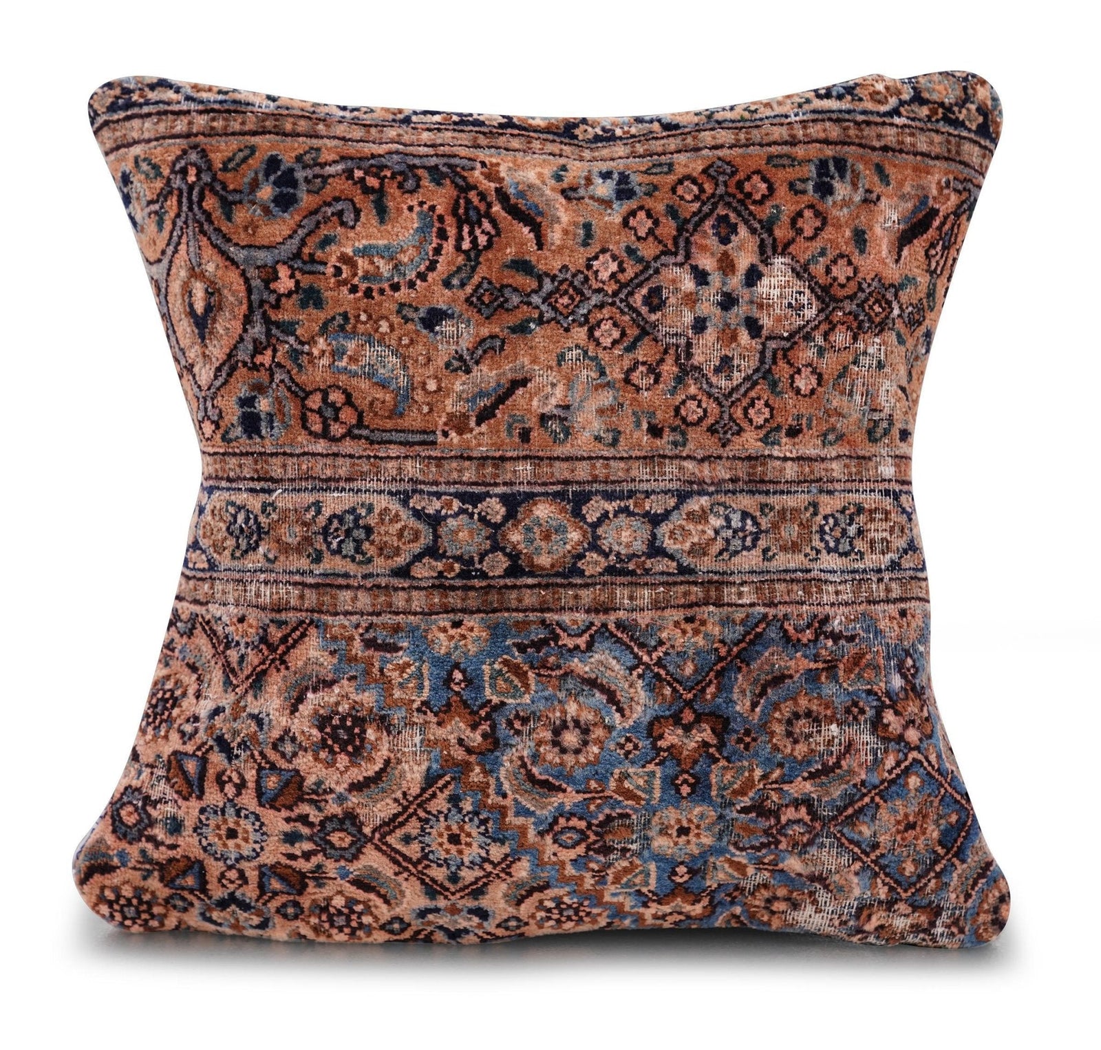 Canvello Kerman Rug Brown Throw Pillow - 18"x18"