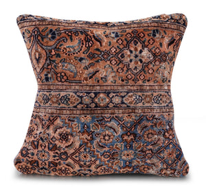 Canvello Kerman Rug Brown Throw Pillow - 18"x18"