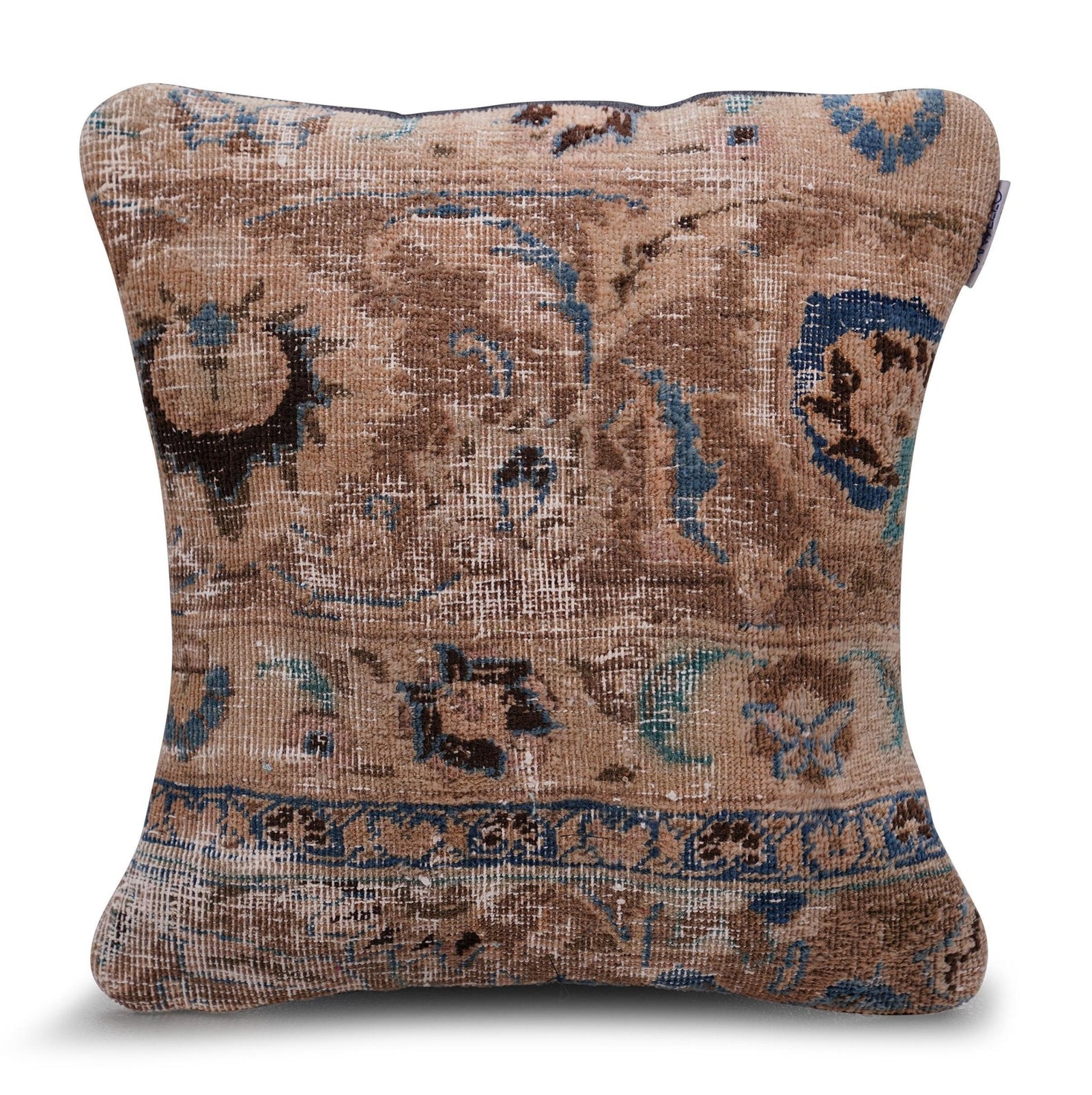 Canvello Kerman Rug Brown Throw Pillows - 18"x18"
