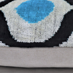 Luxury Blue Orbit Silk Velvet Pillow 16x24 Handmade Luxury Lumbar Cushion