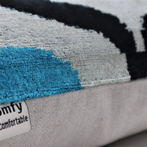 Luxury Blue Orbit Silk Velvet Pillow 16x24 Handmade Luxury Lumbar Cushion