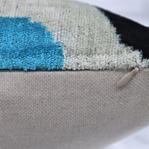 Luxury Blue Orbit Silk Velvet Pillow 16x24 Handmade Luxury Lumbar Cushion