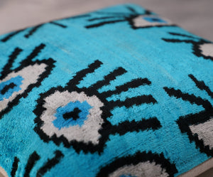 Canvello Luxury Congress Blue Turquoise Evil Eye Pillow for Couch - 16x16 inch