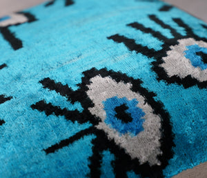 Canvello Luxury Congress Blue Turquoise Evil Eye Pillow for Couch - 16x16 inch