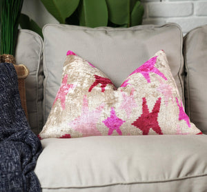 Canvello Luxury Fabric Hot Pink Throw Pillow with Down Insert - 16X24 in